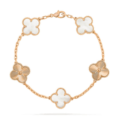 [Regalia Jewelry]CLOVER 5 MOTIF WHITE MOP LASER BRACELET