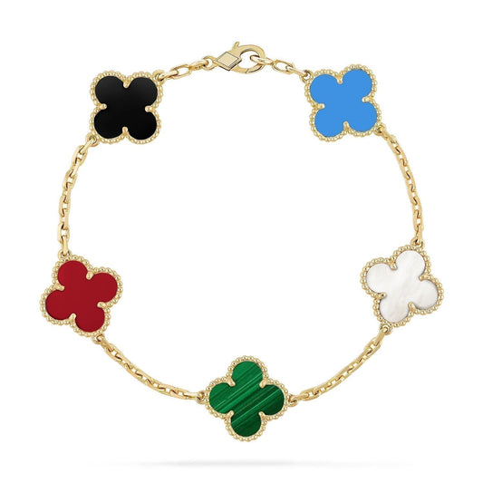 [Regalia Jewelry]CLOVER 5 MOTIFS MULTICOLOR  BRACELET