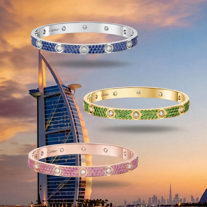 [Regalia Jewelry]2026 PAVE GEMSTONE LOVE BRACELET 6.1MM 10 DIAMONDS