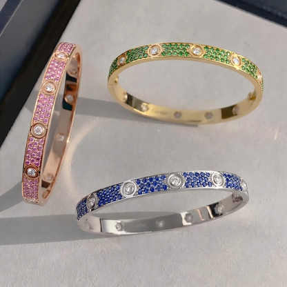 [Regalia Jewelry]2026 PAVE GEMSTONE LOVE BRACELET 6.1MM 10 DIAMONDS