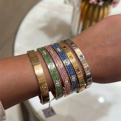 [Regalia Jewelry]2026 PAVE GEMSTONE LOVE BRACELET 6.1MM 10 DIAMONDS