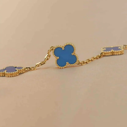 [Regalia Jewelry]CLOVER 5 MOTIFS BLUE AGATE BRACELET