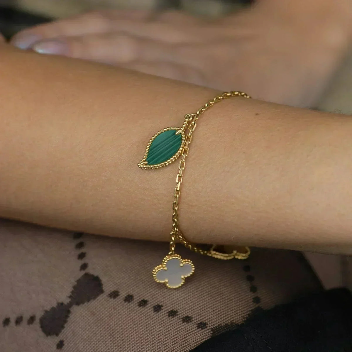[Regalia Jewelry]LUCKY SPRING 5 MOTIF GOLD BRACELET