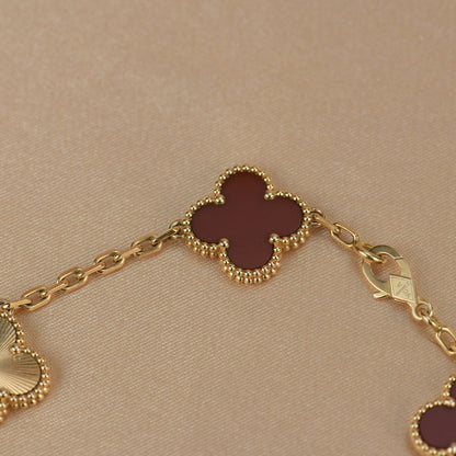 [Regalia Jewelry]CLOVER  5 MOTIFS CARNELIAN GOLD BRACELET