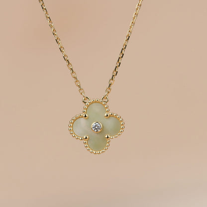 [Regalia Jewelry]CLOVER 15MM DIAMOND GOLD MOTHER OF PEARL NECKLACE