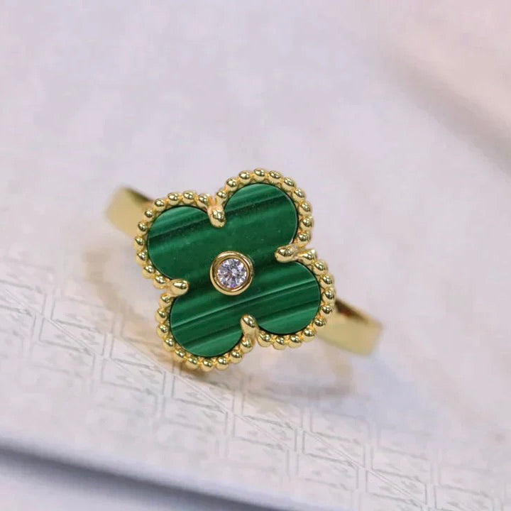[Regalia Jewelry]CLOVER MALACHITE RING GOLD DIAMOND