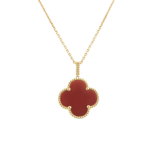 [Regalia Jewelry]CLOVER 25MM NECKLACE GOLD CARNELIAN