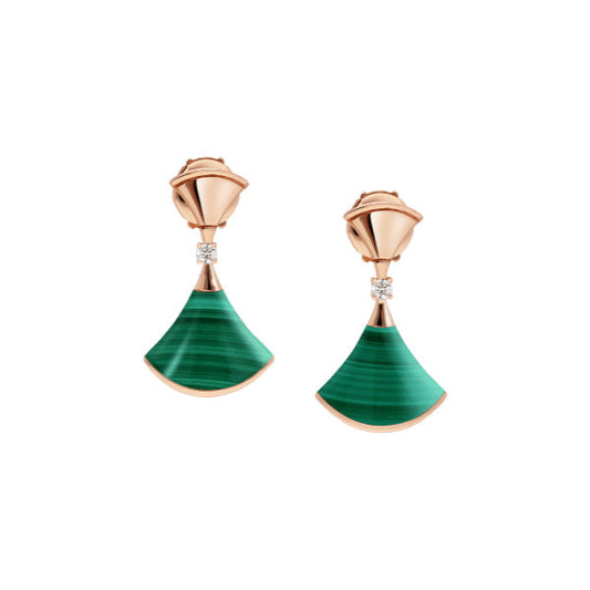 [Regalia Jewelry]DREAM MALACHITE PINK GOLD EARRINGS