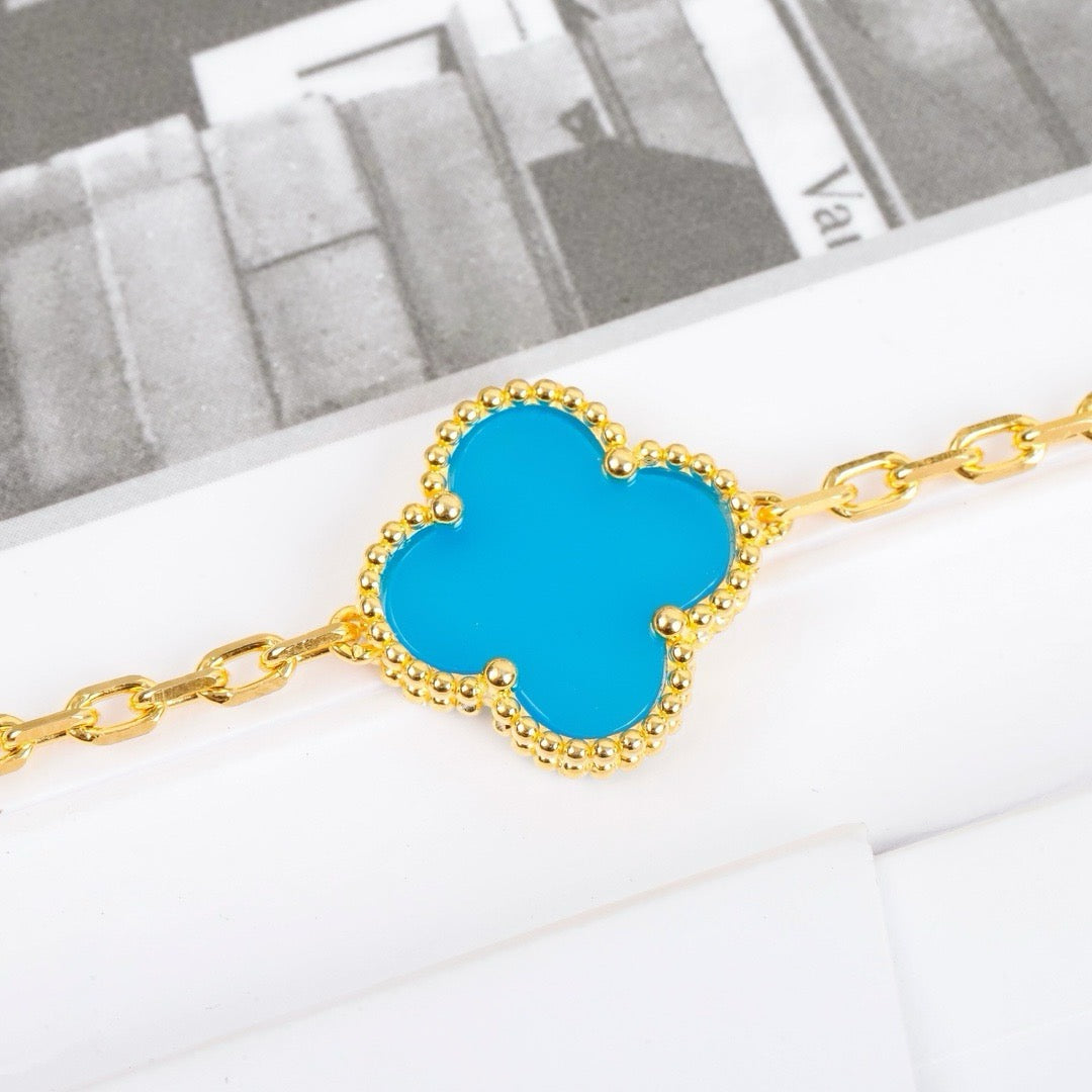 [Regalia Jewelry]CLOVER 5 MOTIFS TURQUOISE BRACELET