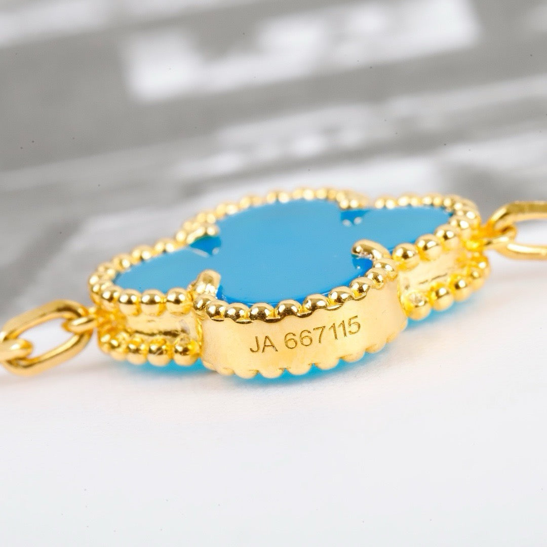 [Regalia Jewelry]CLOVER 5 MOTIFS TURQUOISE BRACELET