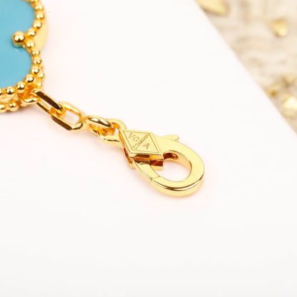 [Regalia Jewelry]CLOVER 5 MOTIF TURQUOISE DIAMOND GOLD BRACELET