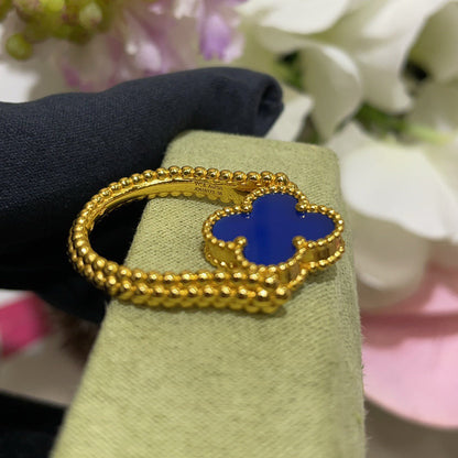 [Regalia Jewelry]CLOVER RIVERSIBLE BLUE AGATE RING