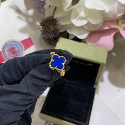 [Regalia Jewelry]CLOVER RIVERSIBLE BLUE AGATE RING