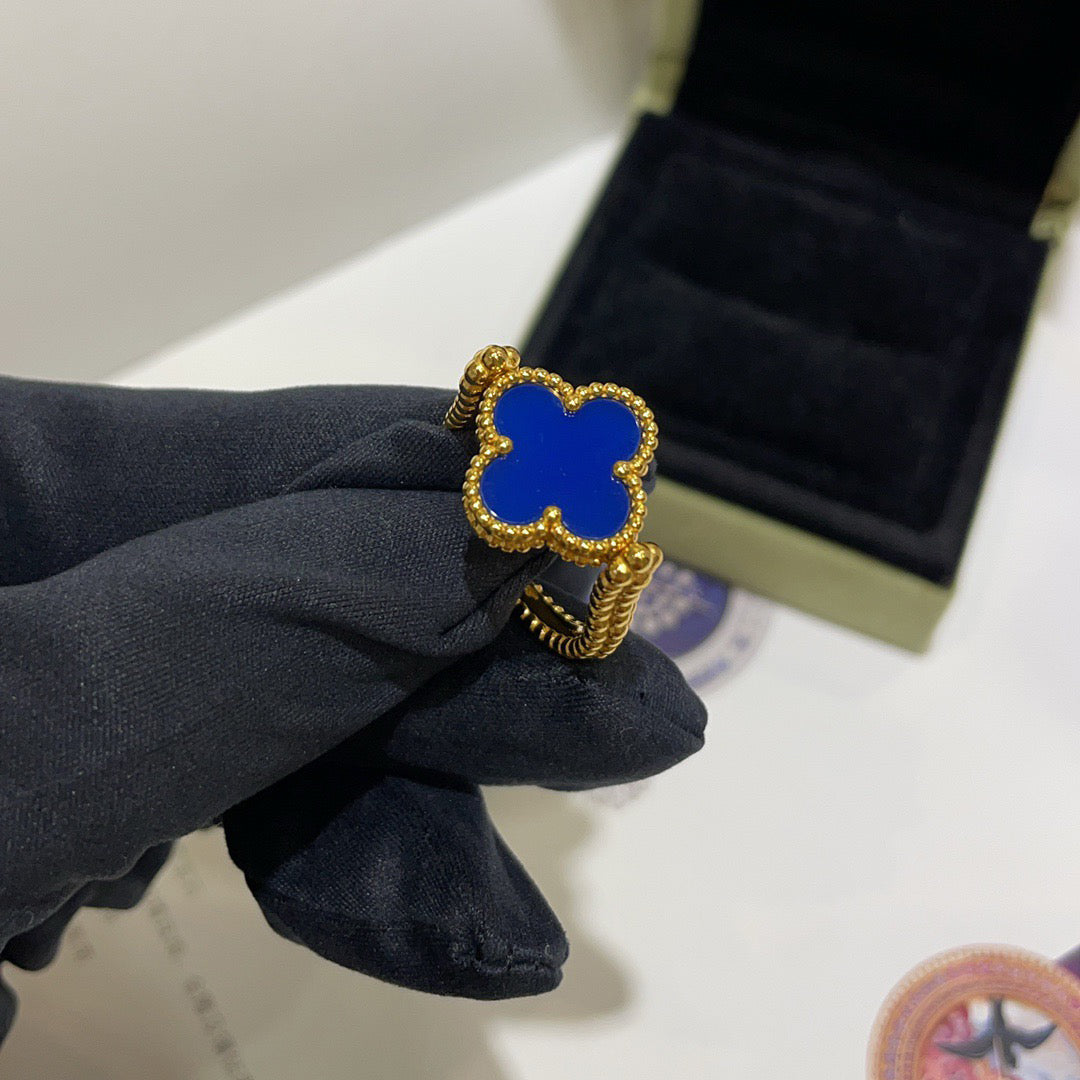 [Regalia Jewelry]CLOVER RIVERSIBLE BLUE AGATE RING