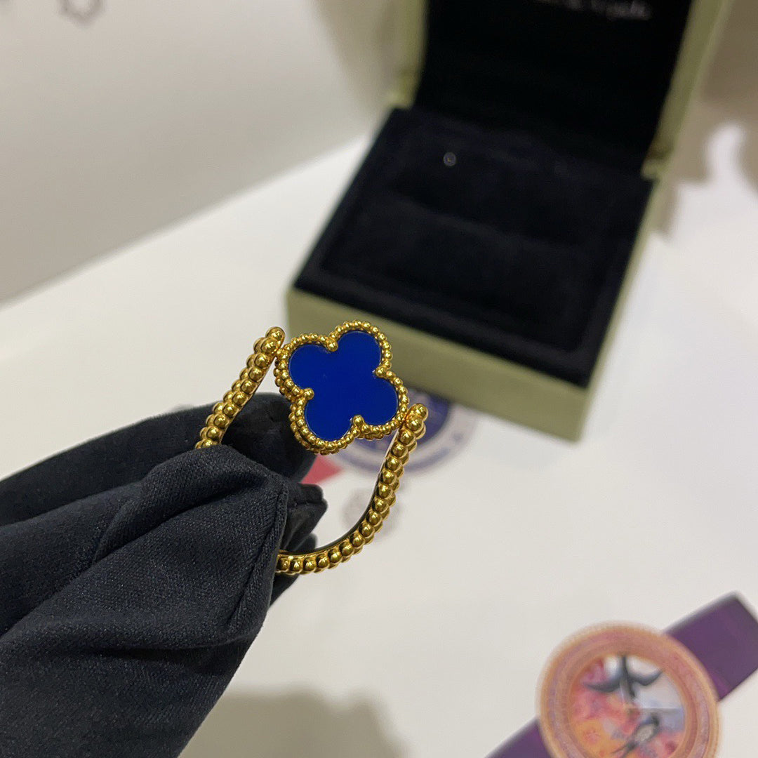 [Regalia Jewelry]CLOVER RIVERSIBLE BLUE AGATE RING