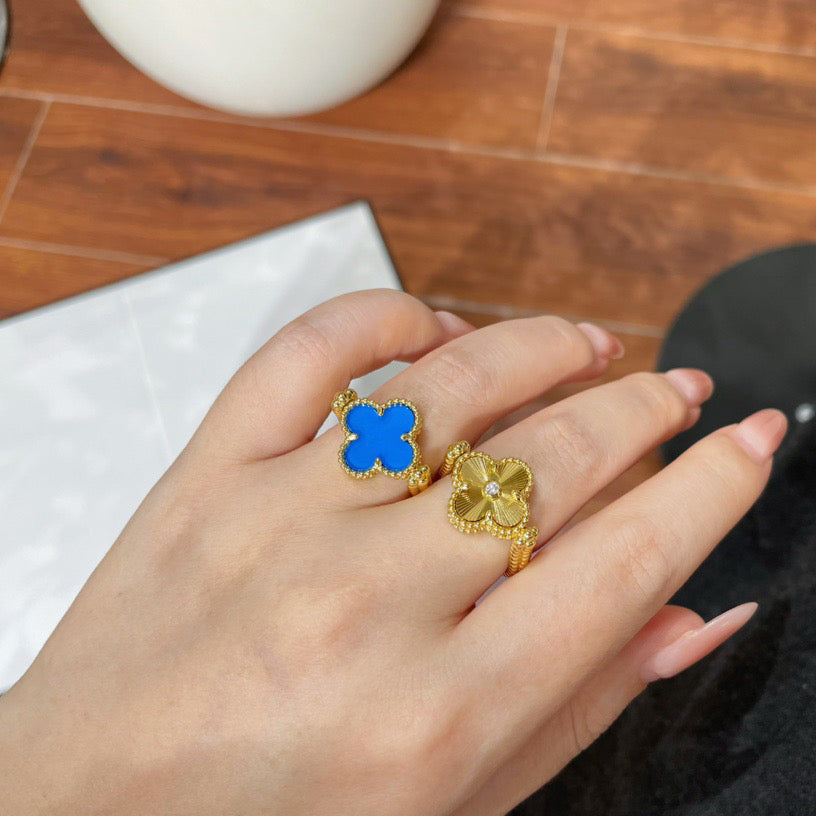 [Regalia Jewelry]CLOVER RIVERSIBLE BLUE AGATE RING