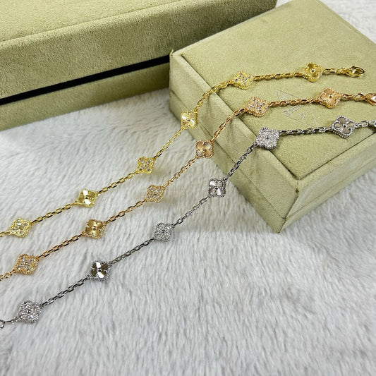 [Regalia Jewelry]CLOVER 6 MOTIF DIAMOND LASER BRACELET