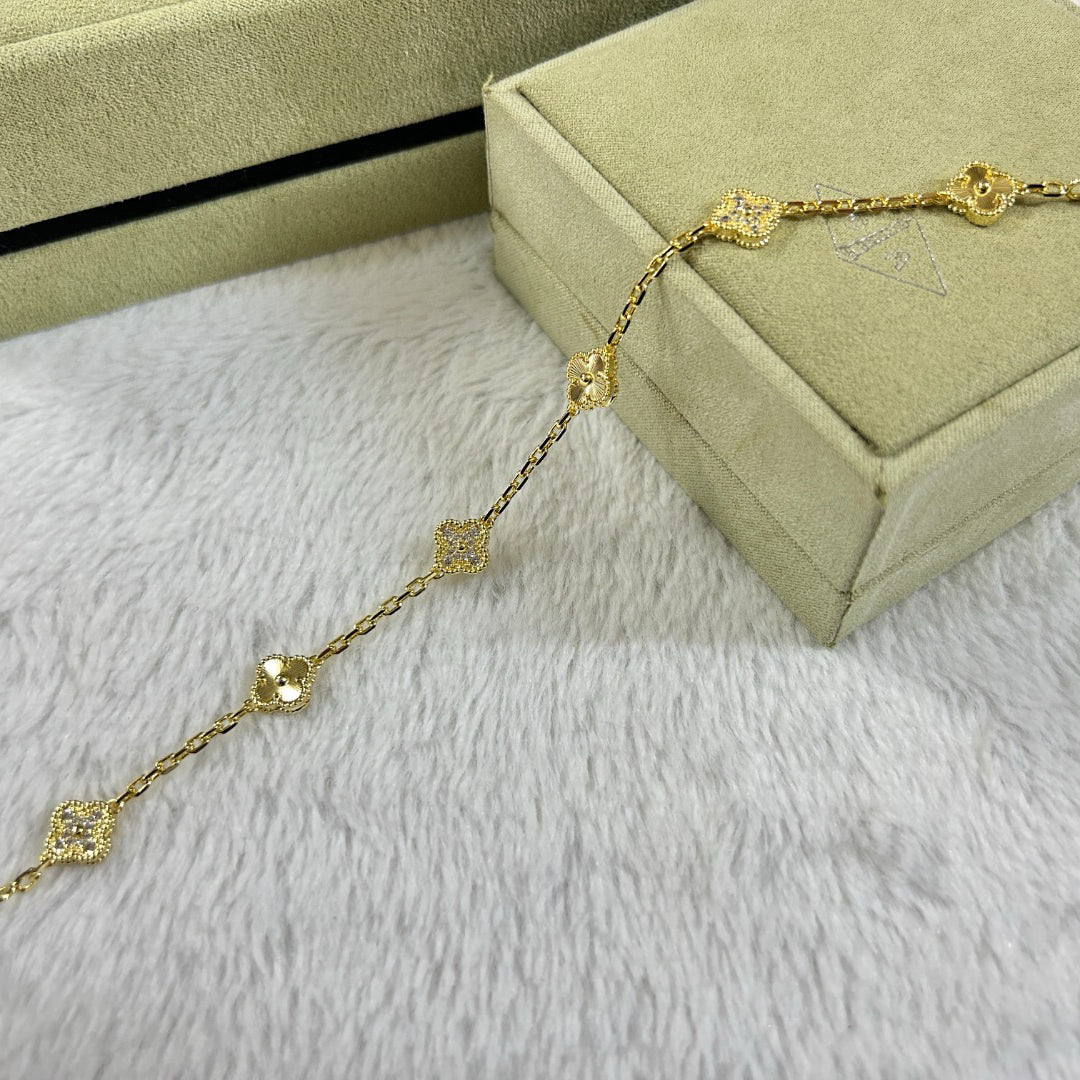 [Regalia Jewelry]CLOVER 6 MOTIF DIAMOND LASER BRACELET