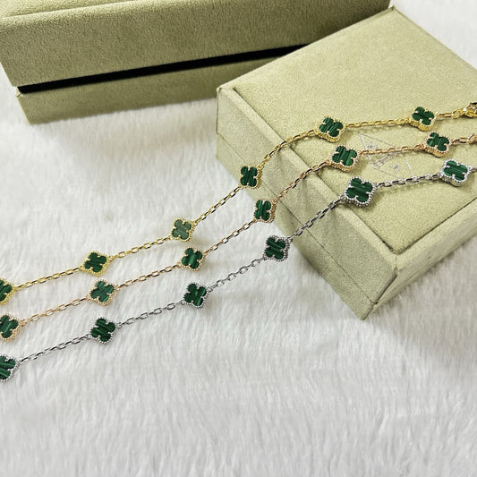 [Regalia Jewelry]CLOVER 6 MOTIF MALACHITE BRACELET