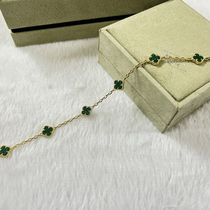 [Regalia Jewelry]CLOVER 6 MOTIF MALACHITE BRACELET