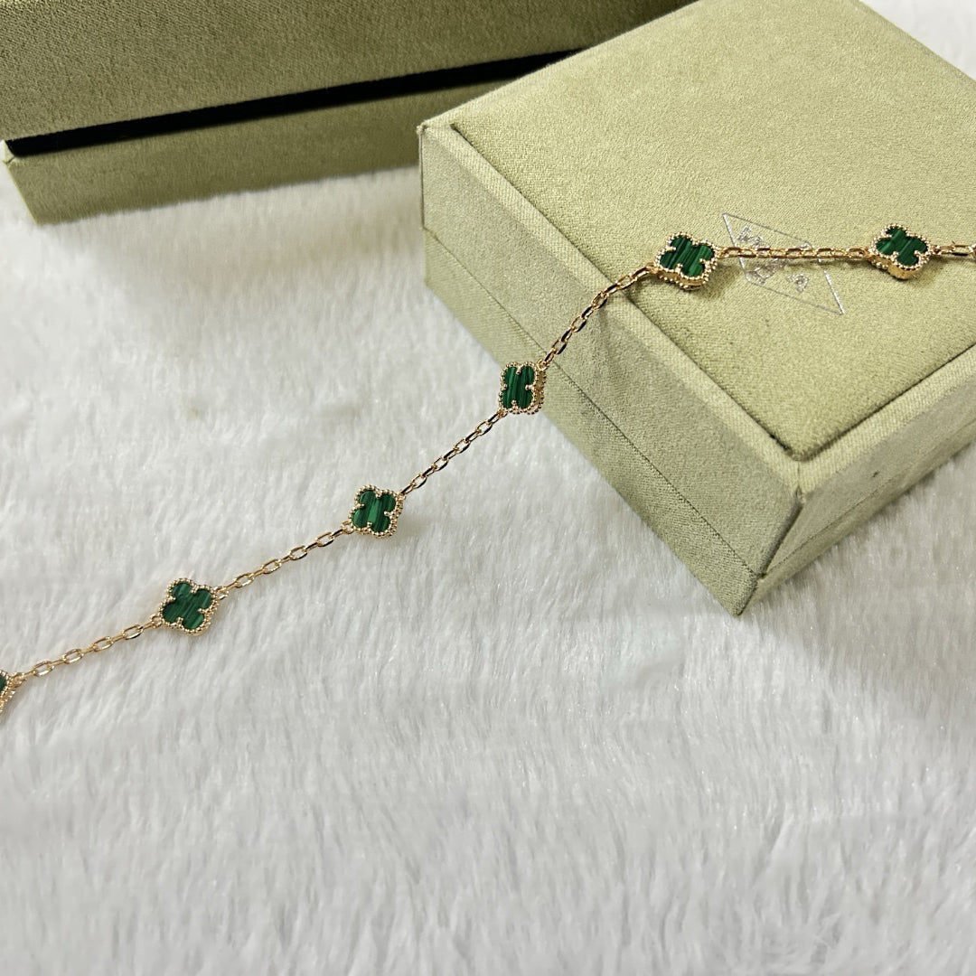 [Regalia Jewelry]CLOVER 6 MOTIF MALACHITE BRACELET