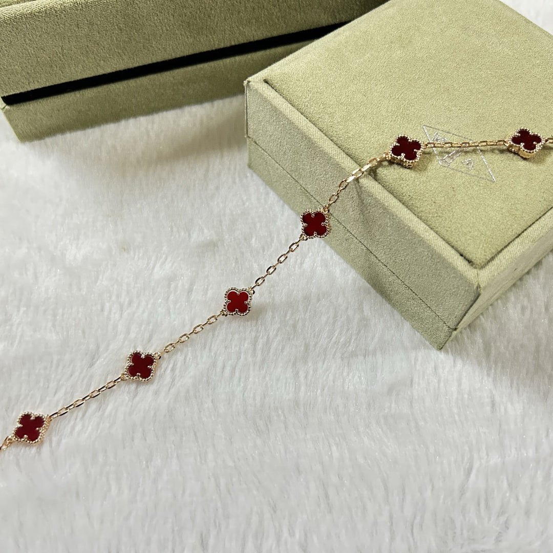 [Regalia Jewelry]CLOVER 6 MOTIF RED AGATE BRACELET