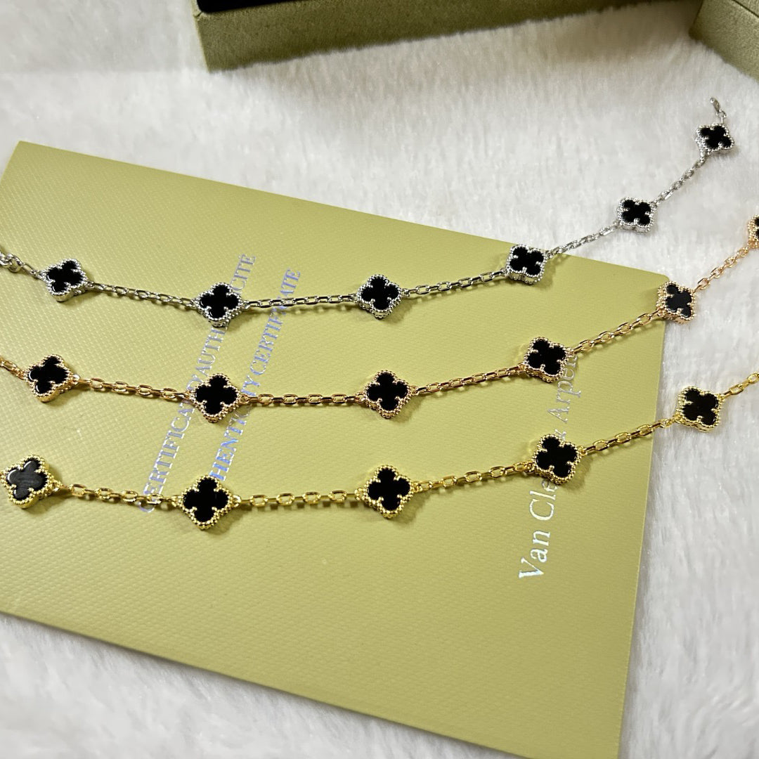 [Regalia Jewelry]CLOVER 6 MOTIF  ONYXS BRACELET