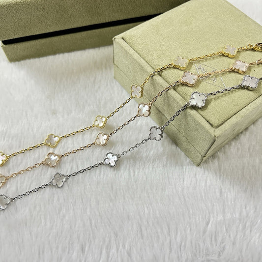 [Regalia Jewelry]CLOVER 6 MOTIF WHITE MOP BRACELET
