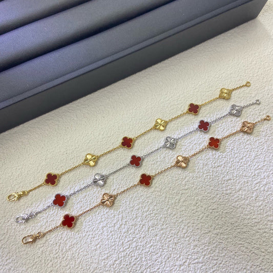 [Regalia Jewelry]CLOVER 6 MOTIF RED AGATE LASER BRACELET