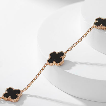 [Regalia Jewelry]CLOVERS THE 10-MOTIFS ONYX NECKLACE