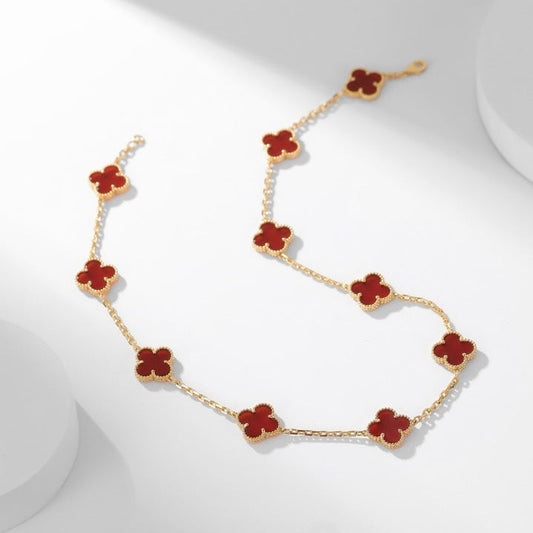 [Regalia Jewelry]CLOVERS THE  10-MOTIFS CARNELIAN NECKLACE