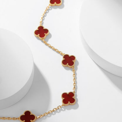 [Regalia Jewelry]CLOVERS THE  10-MOTIFS CARNELIAN NECKLACE