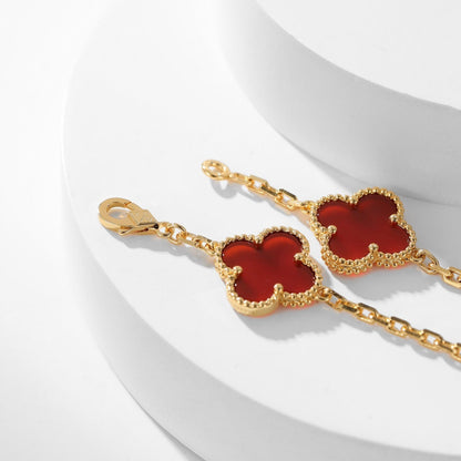 [Regalia Jewelry]CLOVERS THE  10-MOTIFS CARNELIAN NECKLACE