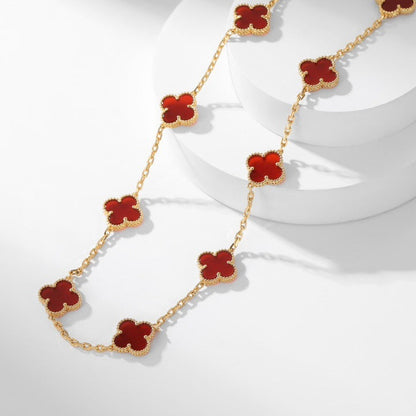 [Regalia Jewelry]CLOVERS THE  10-MOTIFS CARNELIAN NECKLACE