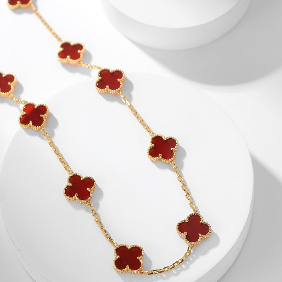 [Regalia Jewelry]CLOVERS THE  10-MOTIFS CARNELIAN NECKLACE