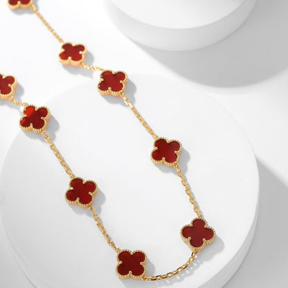 [Regalia Jewelry]CLOVERS THE  10-MOTIFS CARNELIAN NECKLACE