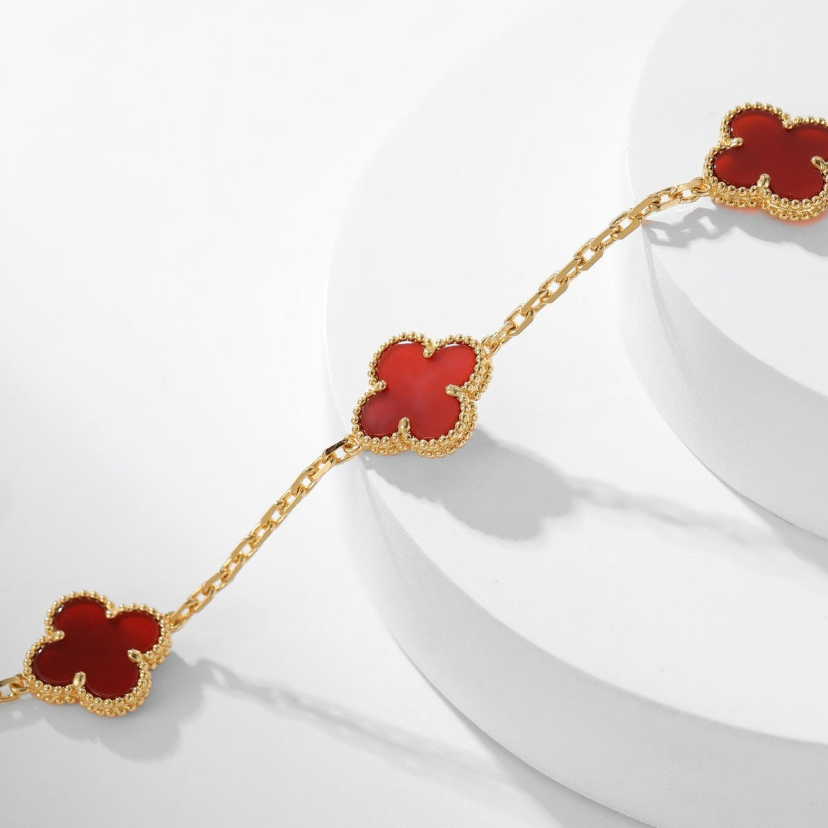 [Regalia Jewelry]CLOVERS THE  10-MOTIFS CARNELIAN NECKLACE