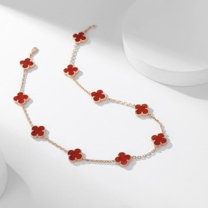 [Regalia Jewelry]CLOVERS THE  10-MOTIFS CARNELIAN NECKLACE
