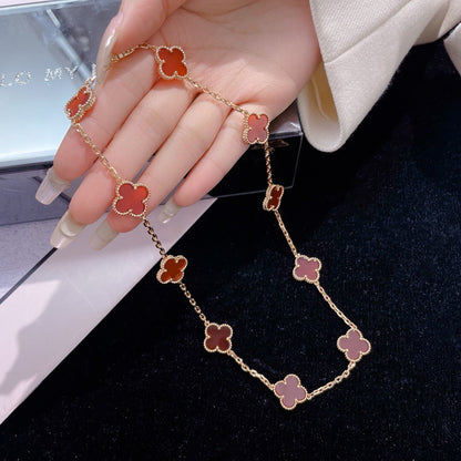 [Regalia Jewelry]CLOVERS THE  10-MOTIFS CARNELIAN NECKLACE