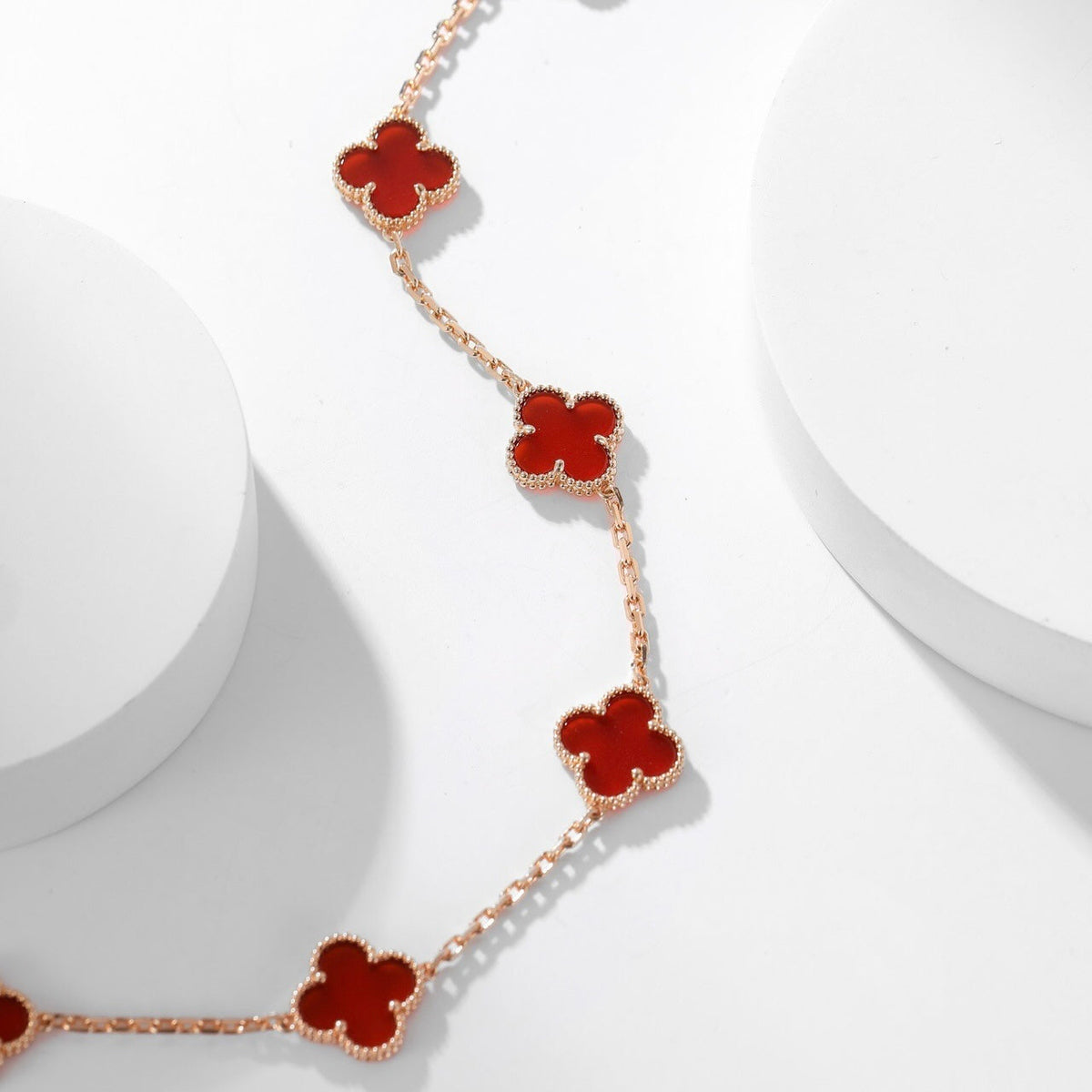 [Regalia Jewelry]CLOVERS THE  10-MOTIFS CARNELIAN NECKLACE