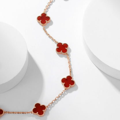 [Regalia Jewelry]CLOVERS THE  10-MOTIFS CARNELIAN NECKLACE
