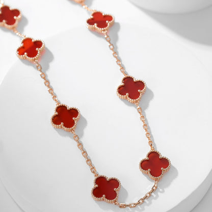 [Regalia Jewelry]CLOVERS THE  10-MOTIFS CARNELIAN NECKLACE