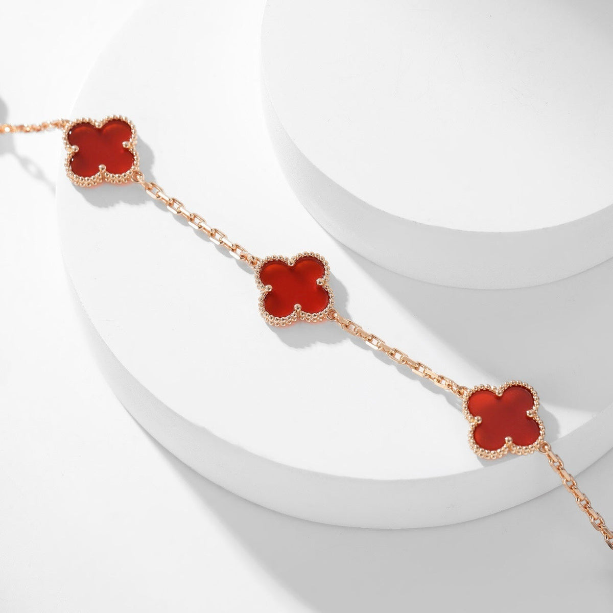 [Regalia Jewelry]CLOVERS THE  10-MOTIFS CARNELIAN NECKLACE