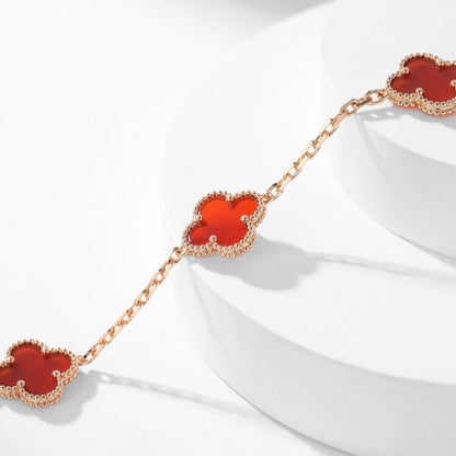 [Regalia Jewelry]CLOVERS THE  10-MOTIFS CARNELIAN NECKLACE