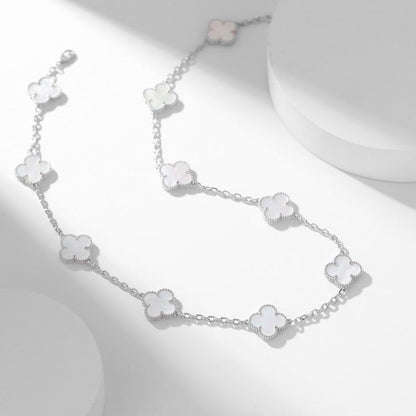 [Regalia Jewelry]CLOVERS THE 10-MOTIFS WHITE MOTHER OF PEARL NECKLACE