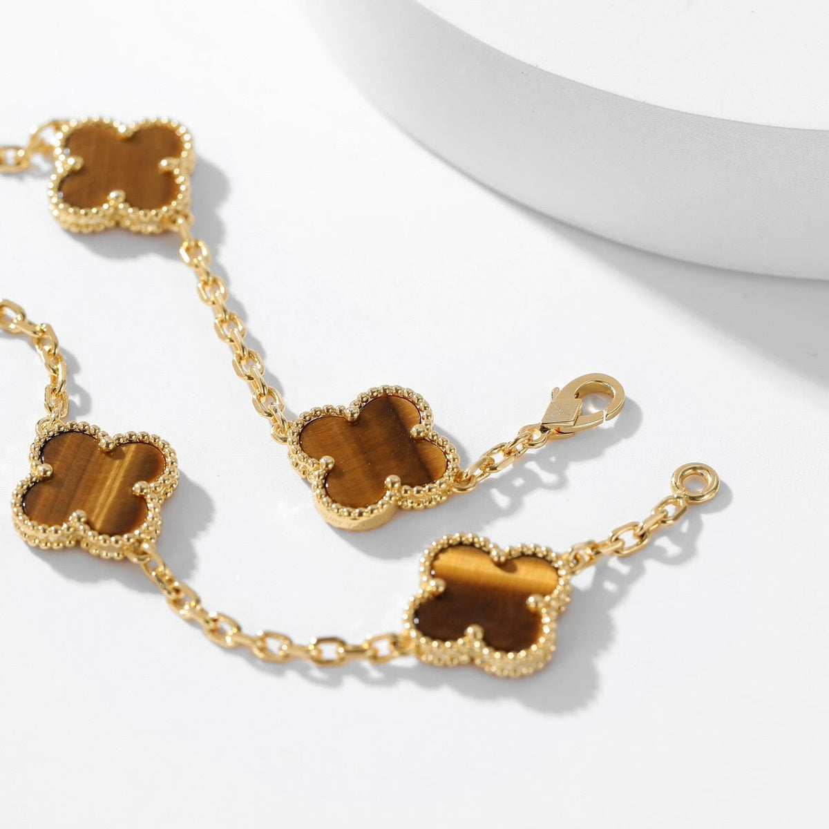 [Regalia Jewelry]CLOVERS THE 10-MOTIFS TIGER EYE NECKLACE