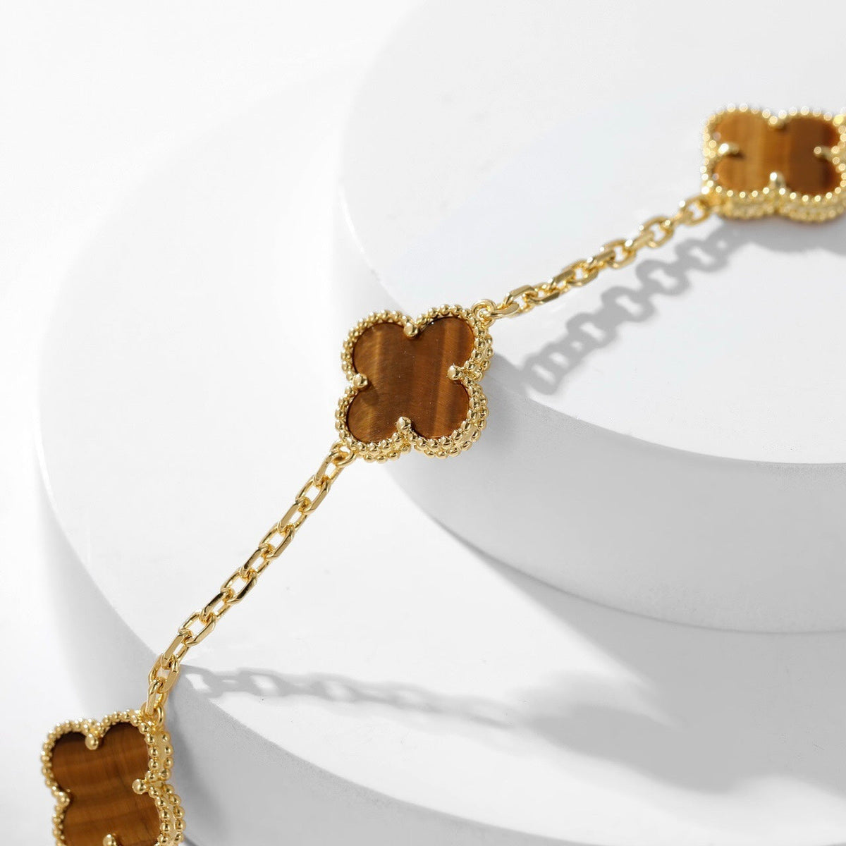 [Regalia Jewelry]CLOVERS THE 10-MOTIFS TIGER EYE NECKLACE