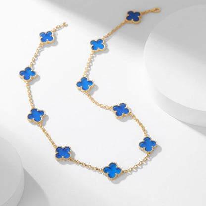 [Regalia Jewelry]CLOVERS THE 10-MOTIFS BLUE AGATE NECKLACE