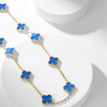 [Regalia Jewelry]CLOVERS THE 10-MOTIFS BLUE AGATE NECKLACE