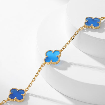 [Regalia Jewelry]CLOVERS THE 10-MOTIFS BLUE AGATE NECKLACE